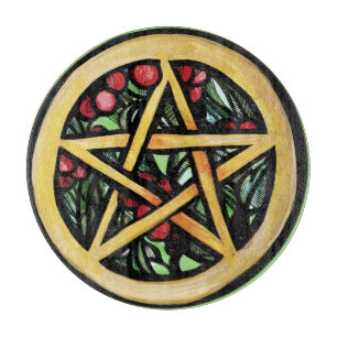 Yule Pentacle Pagan Winter Solstice Symbol Cutting Board