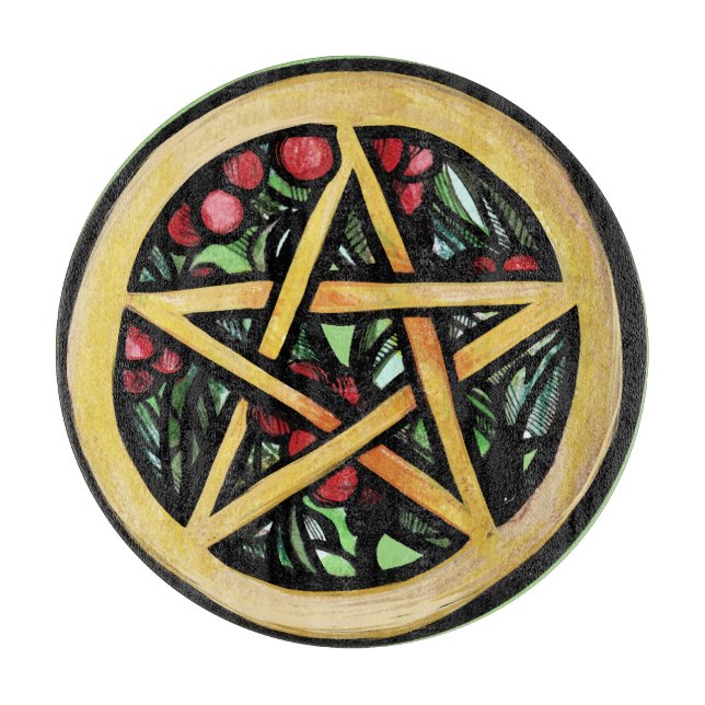 Yule Pentacle  Pagan Winter Solstice Symbol        Cutting Board (Front)