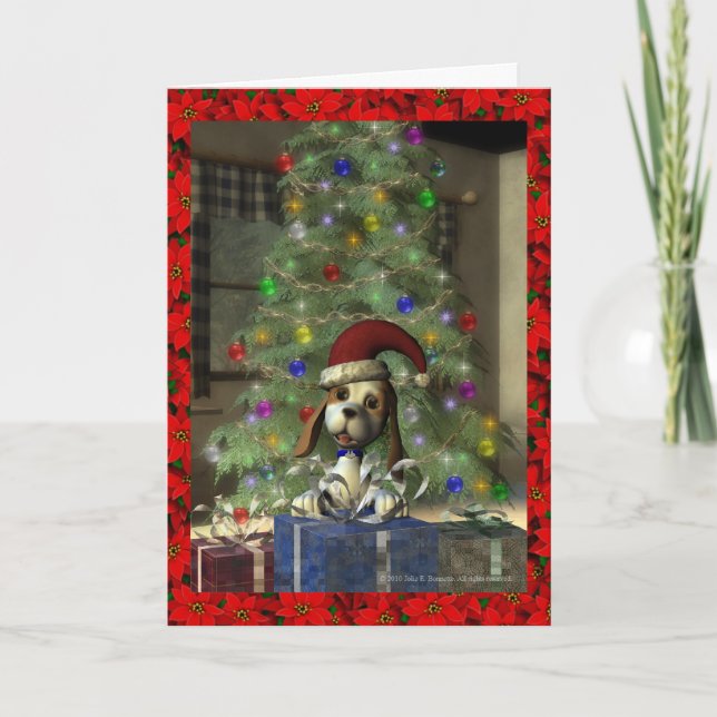 Yule Puppy Greeting Card (Front)