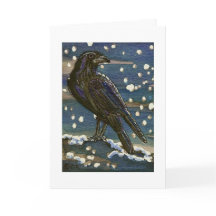 Yule Raven in Snow Card