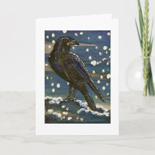 Yule Raven in Snow Card