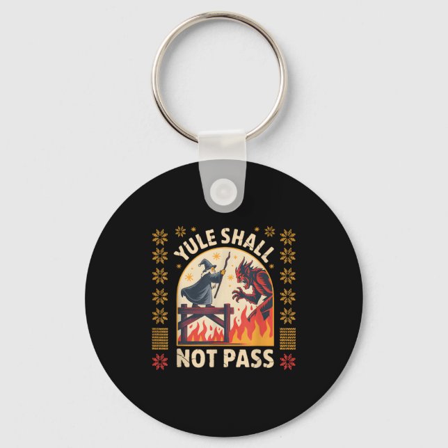 Yule Shall Not P Fantasy Krampus Holiday Pun Funny Key Ring (Front)
