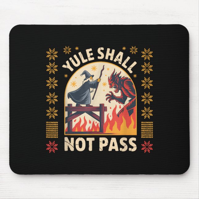 Yule Shall Not P Fantasy Krampus Holiday Pun Funny Mouse Mat (Front)