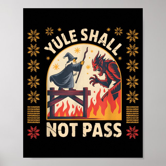 Yule Shall Not P Fantasy Krampus Holiday Pun Funny Poster (Front)