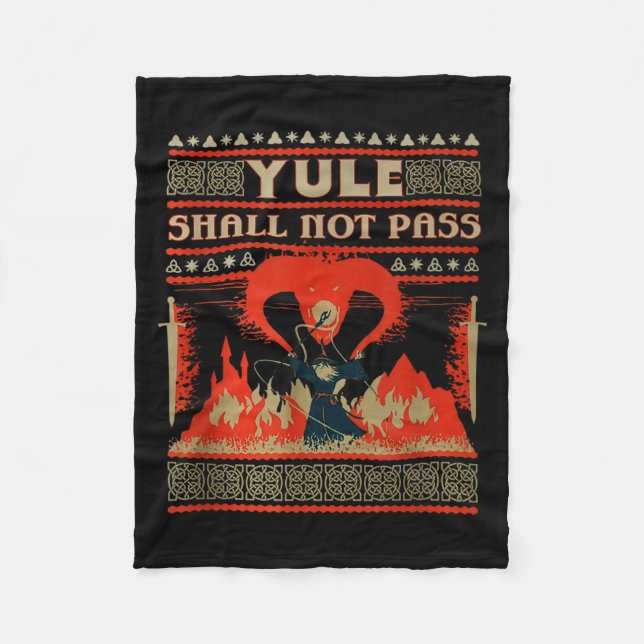 Yule Shall Not P Fantasy Wizard Holiday Pun  Fleece Blanket (Front)