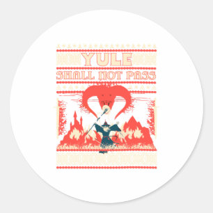 Yule Shall Not P Fantasy Wizard Holiday Pun Funny Classic Round Sticker