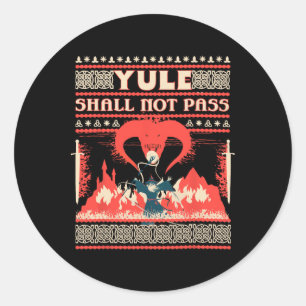 Yule Shall Not P Fantasy Wizard Holiday Pun Funny Classic Round Sticker