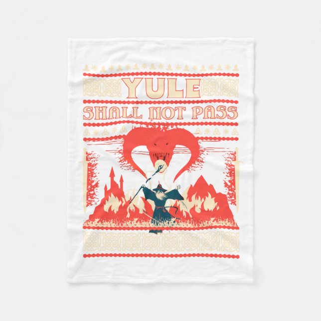 Yule Shall Not P Fantasy Wizard Holiday Pun Funny  Fleece Blanket (Front)