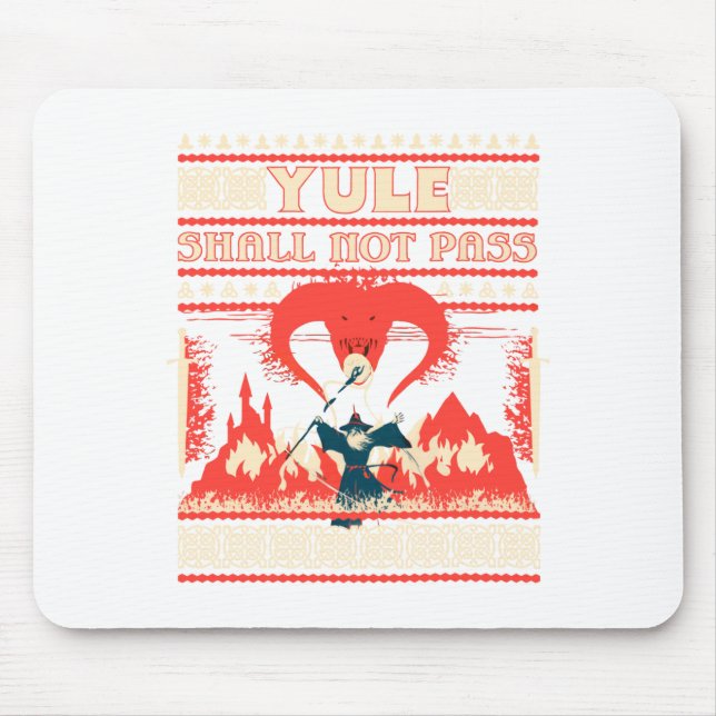 Yule Shall Not P Fantasy Wizard Holiday Pun Funny  Mouse Mat (Front)