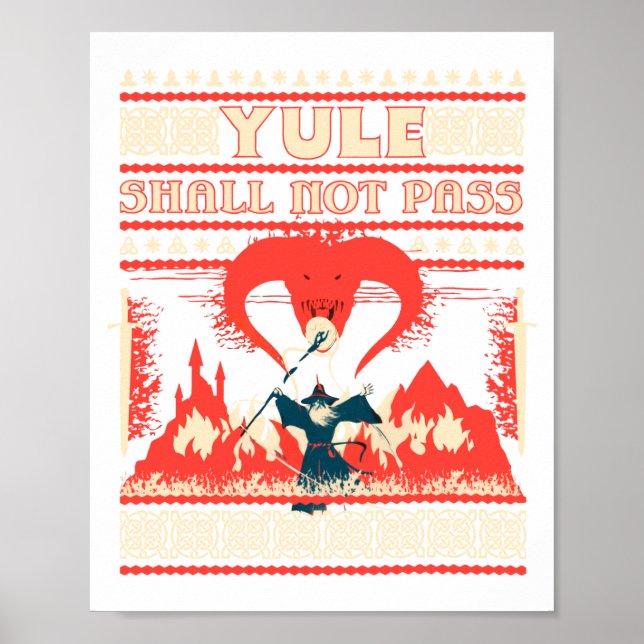 Yule Shall Not P Fantasy Wizard Holiday Pun Funny  Poster (Front)