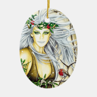 Yule Snow Goddess Ceramic Tree Decoration