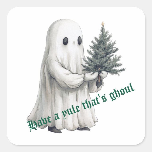 Yule That's Ghoul Christmas Ghost  Square Sticker (Front)