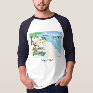 Yule Tide Santa & Reindeer Beach Vacation Holiday T-Shirt