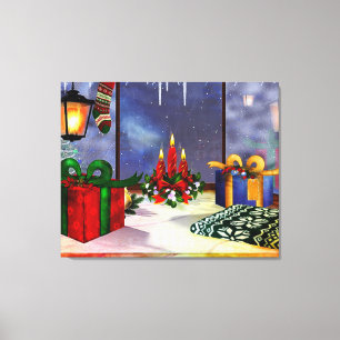 Yule Time Reflections Holiday Art Canvas Print