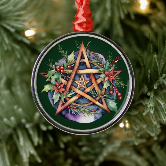 Yule Tree Winter Solstice Greenery Wicca Pentacle Metal Tree Decoration (Tree)