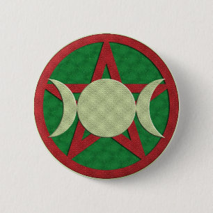 Yule Triple Goddess Pentagram 6 Cm Round Badge