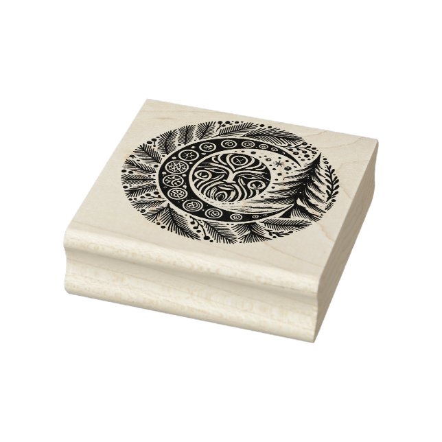 Yule Winter Solstice Greenman                      Rubber Stamp (Stamp)