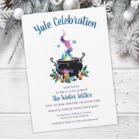 Yule Winter Solstice Witch Cauldron Holly Snow