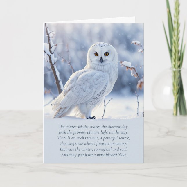 Yule Winter Solstice with Snow Owl and Spiritual Card (Front)