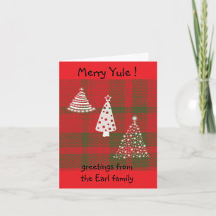 Yule Winter trees on plaid Card