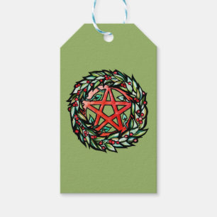 Yule Wreath Pentacle Pagan Pentagram Holiday Gift Tags