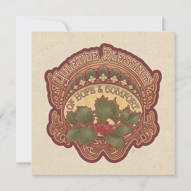 Yuletide Blessings Holiday Card Square or Round (Front)