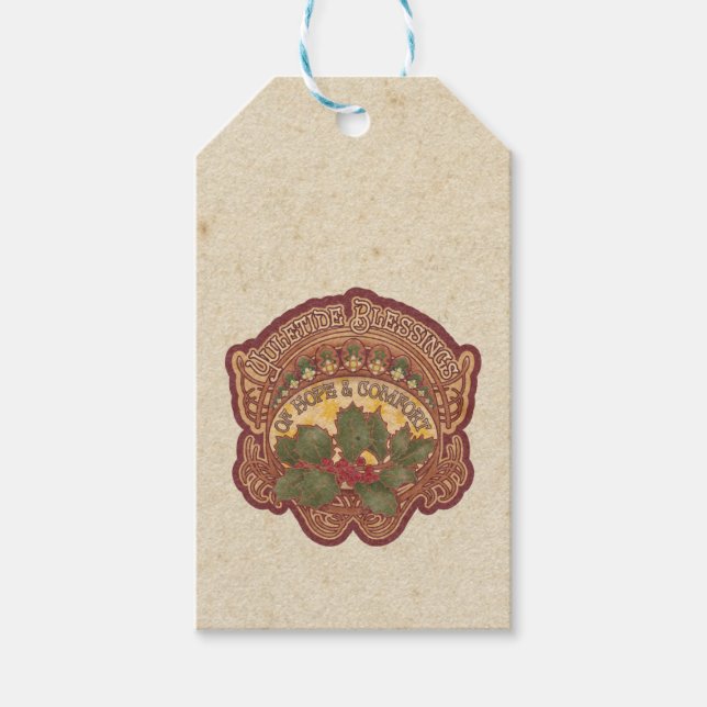 Yuletide Blessings Holiday Gift Tag (Front)
