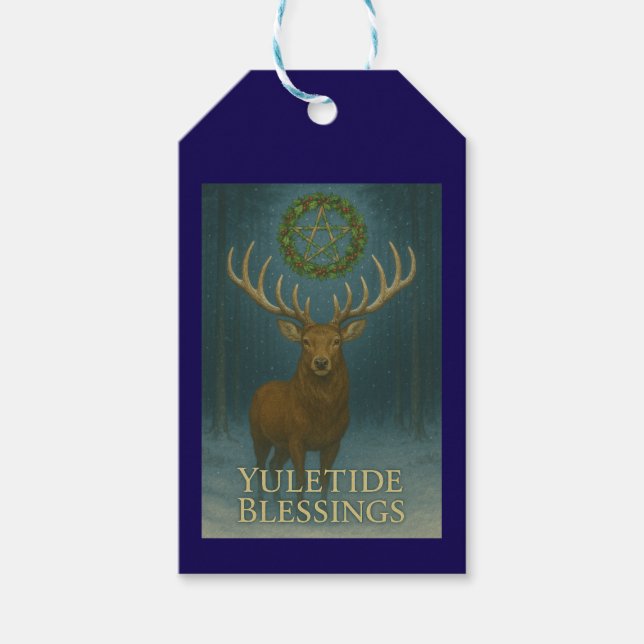Yuletide Blessings Stag Christmas Gift Tags (Front)