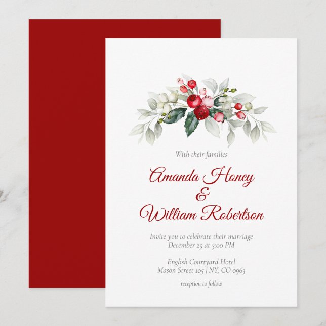 Yuletide Bliss: Christmas Wedding Card (Front/Back)
