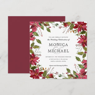 Yuletide Botanical winter Christmas Wedding Invitation