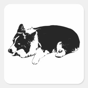 yuletide calm lick, corgi square sticker