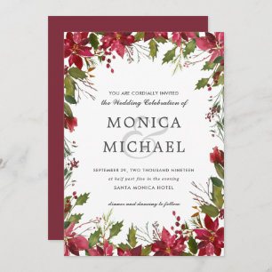 Yuletide   Christmas Winter Floral Frame Wedding Invitation