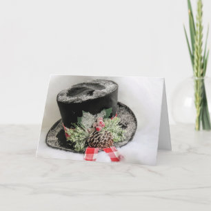 Yuletide Decorated Top Hat Holiday Card