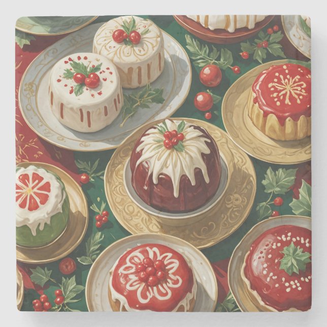 Yuletide Feast Stone Coaster (Front)