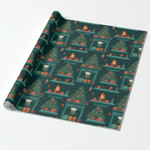 Yuletide Glow Fireplace Festive Gifts Wrapping Paper