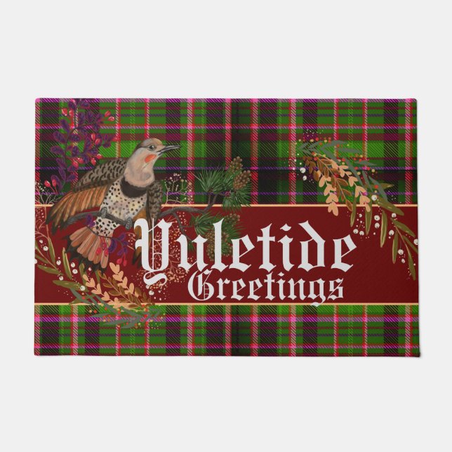 Yuletide Greetings Northern Flicker  Doormat (Front)