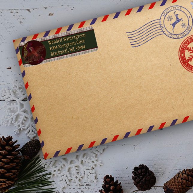 Yuletide Greetings Purple Finch  (Winter Bird Address Labels, lovely nature purple finch address labels for sending out your greeting)
