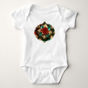 Yuletide Opulence: Golden Threads of Christmas Baby Bodysuit