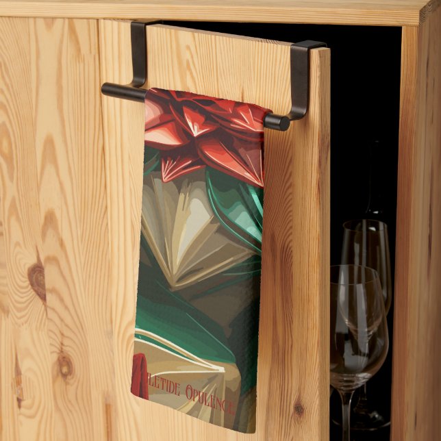 Yuletide Opulence: Golden Threads of Christmas Tea Towel (Thirds Fold)