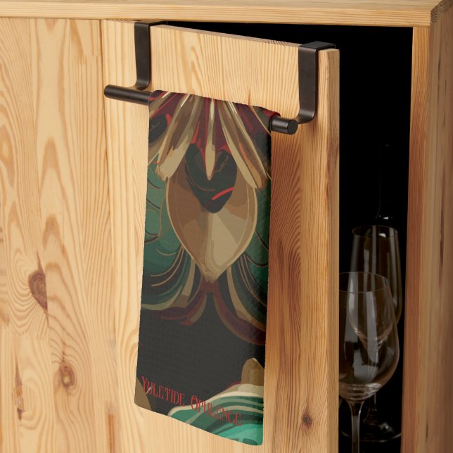 Yuletide Opulence: Golden Threads of Christmas Tea Towel (Thirds Fold)