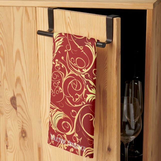 Yuletide Opulence: Golden Threads of Christmas Tea Towel (Thirds Fold)