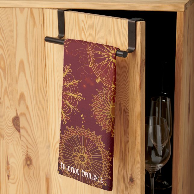 Yuletide Opulence: Golden Threads of Christmas Tea Towel (Thirds Fold)