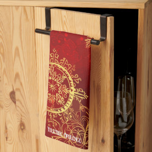 Yuletide Opulence: Golden Threads of Christmas Tea Towel