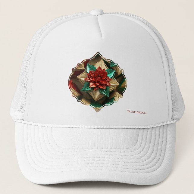Yuletide Opulence: Golden Threads of Christmas Trucker Hat (Front)