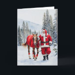 Yuletide Ride Watercolor Santa Western Christmas Card<br><div class="desc">This Christmas card features a watercolor portrait of Santa walking alongside a horse in a snowy winter scene.</div>