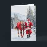 Yuletide Ride Watercolor Santa Western Christmas Card<br><div class="desc">This Christmas card features a watercolor portrait of Santa walking alongside a horse in a snowy winter scene.</div>