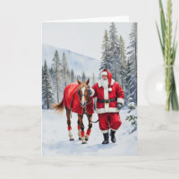 Yuletide Ride Watercolor Santa Western Christmas