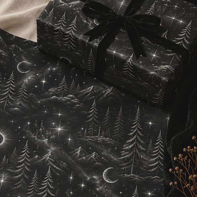 Yuletide Shadows Gothic Winter Forest Wrapping Paper Sheet (Creator Uploaded)