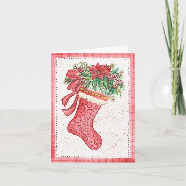 Yuletide Stocking holiday greeting card (Front)