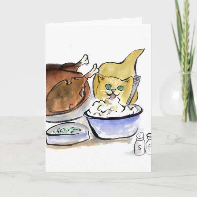 Yum, Butter say Yellow Kitten Holiday Card (Front)